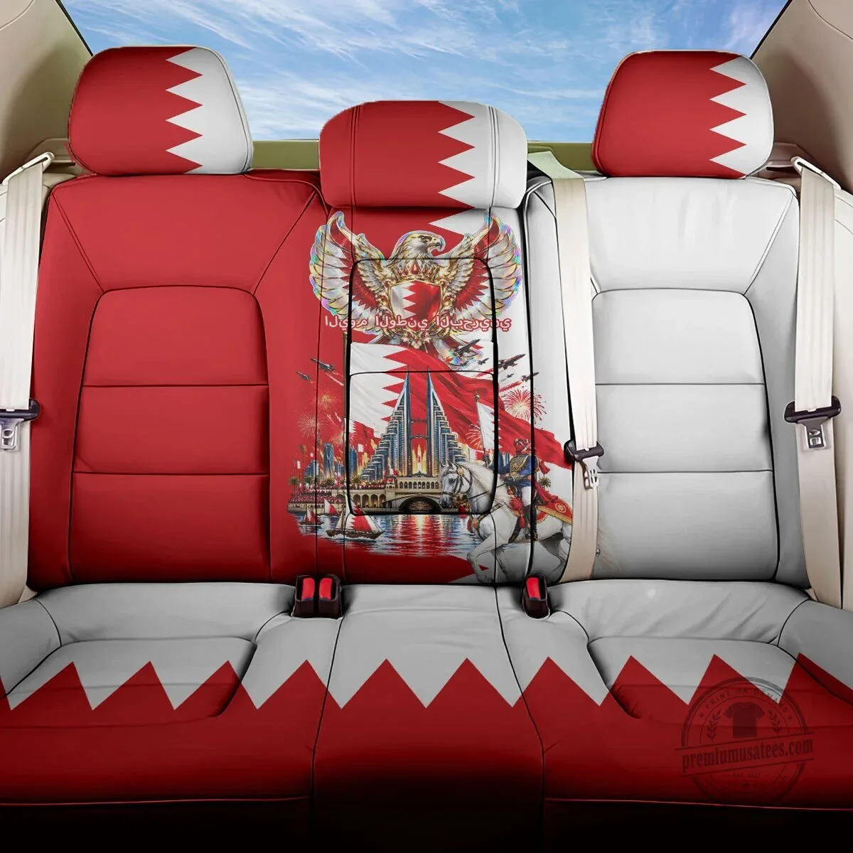 Bahrain National Day Cultural Emblem Flag Car Seat Cover