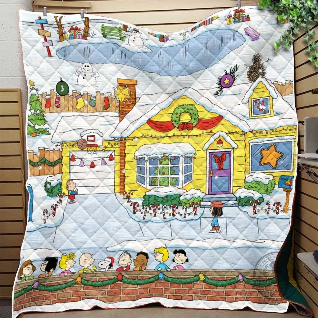 Peanuts Christmas Winter Wonderland Scene Quilted Blanket 4 Peanuts Christmas Winter Wonderland Scene Quilted Blanket