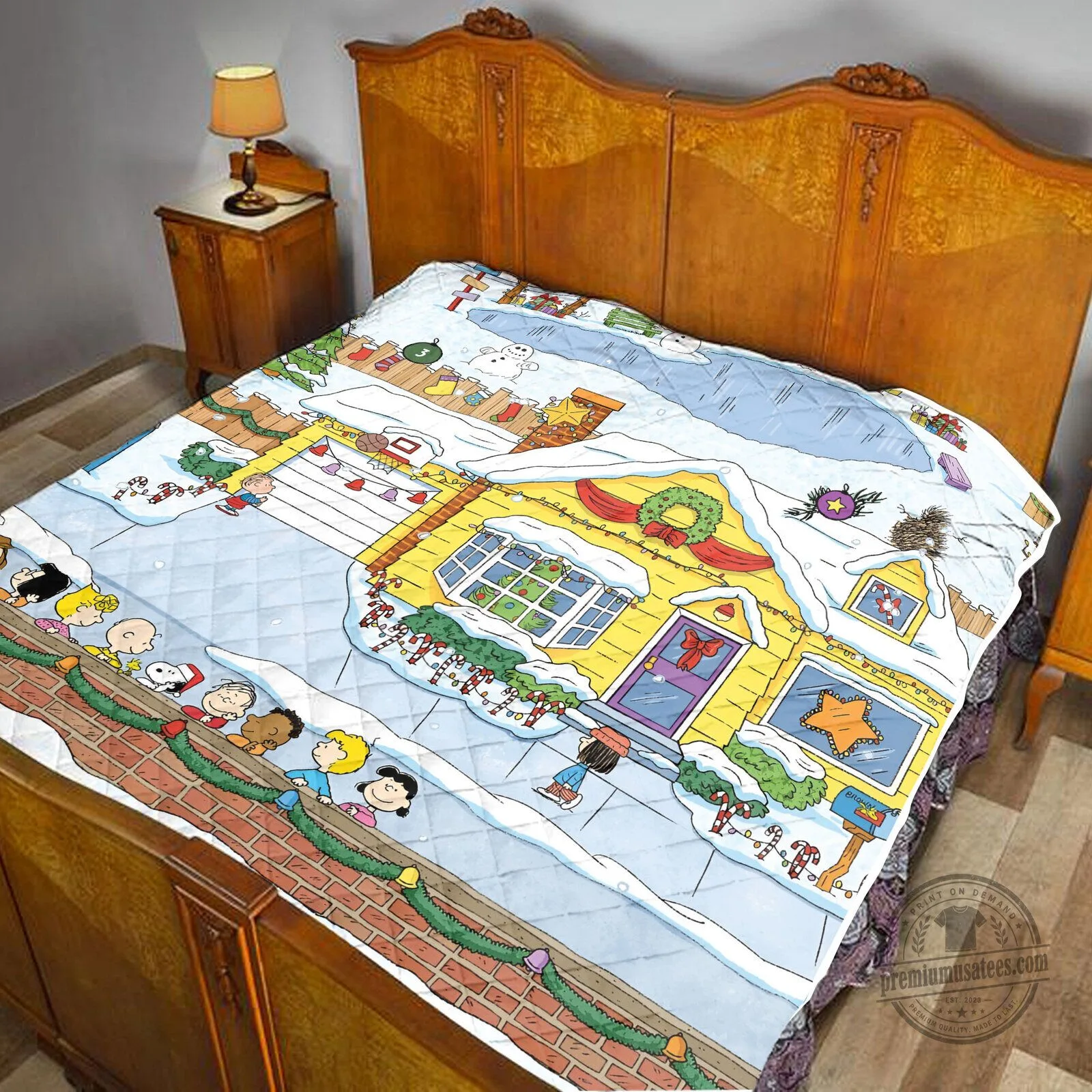 Peanuts Christmas Winter Wonderland Scene Quilted Blanket 5 Peanuts Christmas Winter Wonderland Scene Quilted Blanket