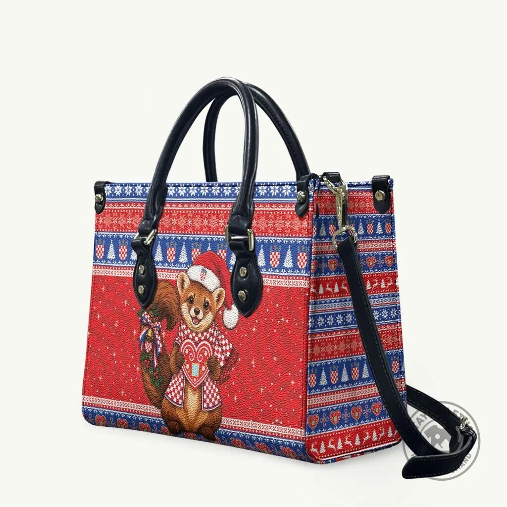 Croatia Christmas Kuna Licitar Heart Ugly Sweater Pattern Leather Bag 6 Croatia Christmas Kuna Licitar Heart Ugly Sweater Pattern Leather Bag