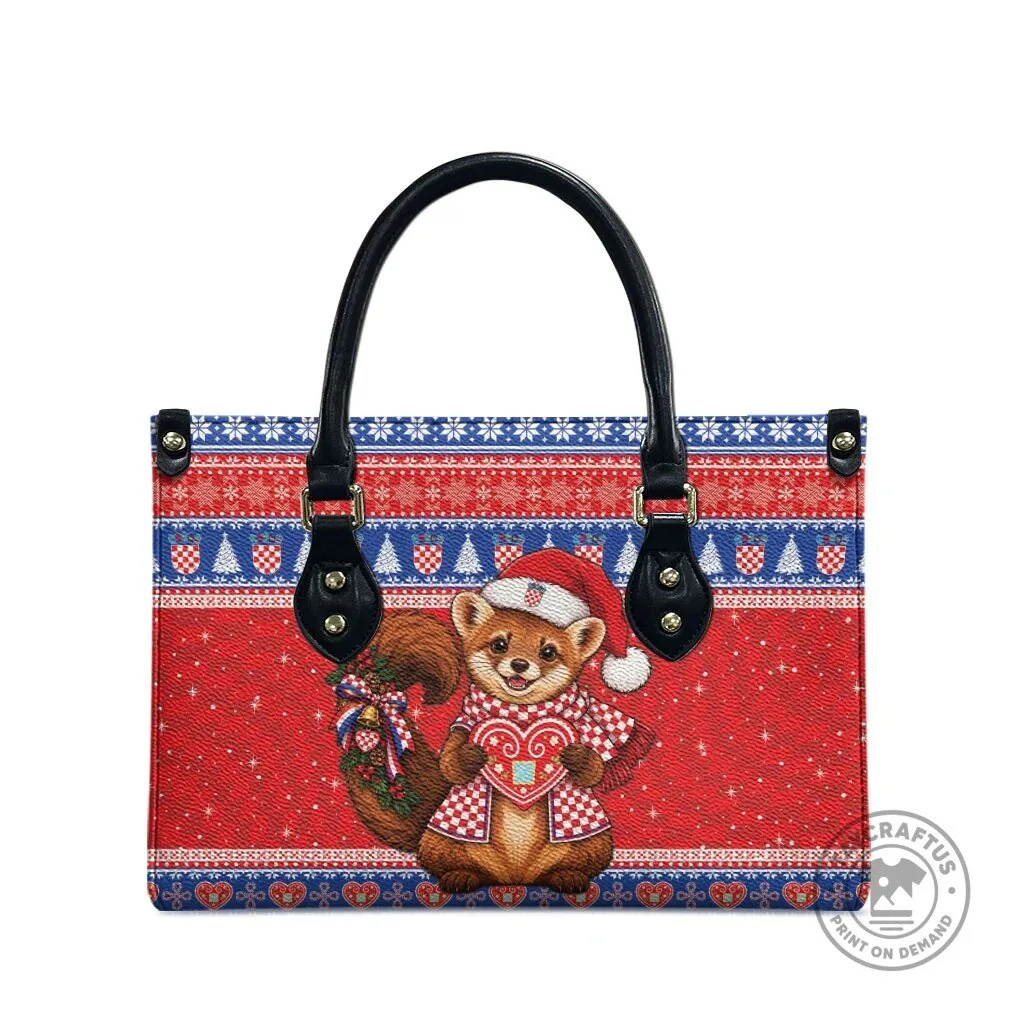 Croatia Christmas Kuna Licitar Heart Ugly Sweater Pattern Leather Bag 7 Croatia Christmas Kuna Licitar Heart Ugly Sweater Pattern Leather Bag