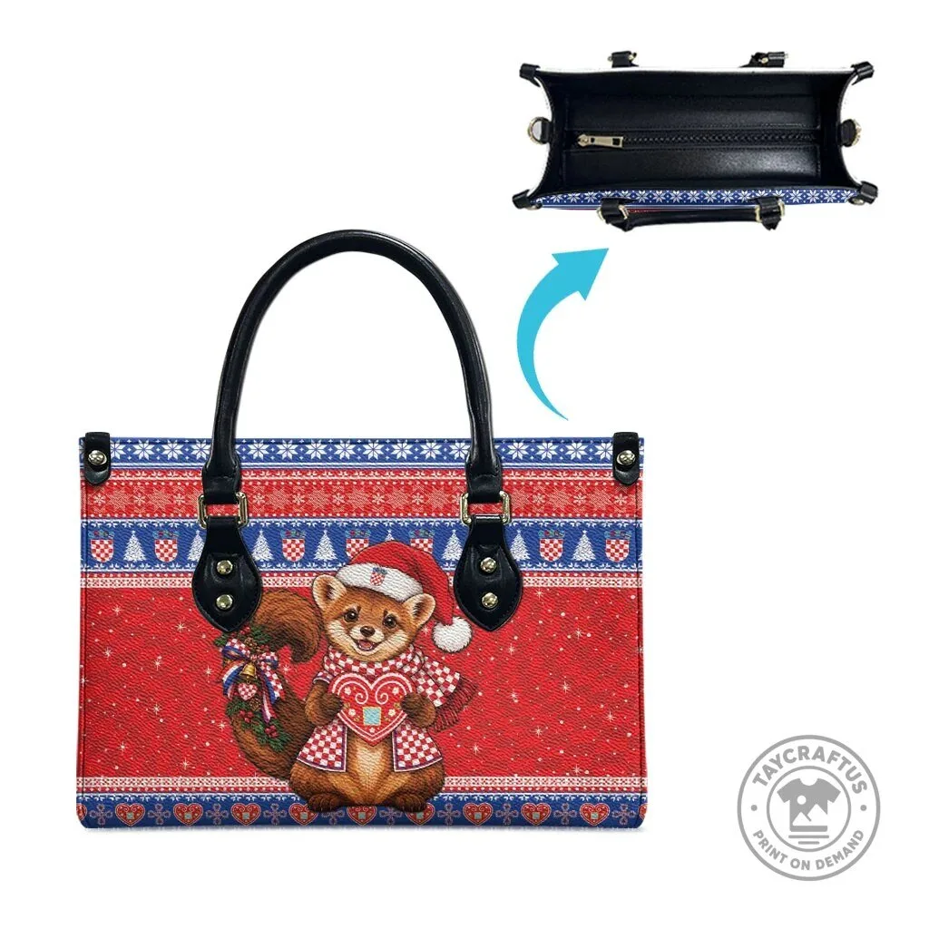 Croatia Christmas Kuna Licitar Heart Ugly Sweater Pattern Leather Bag 8 Croatia Christmas Kuna Licitar Heart Ugly Sweater Pattern Leather Bag