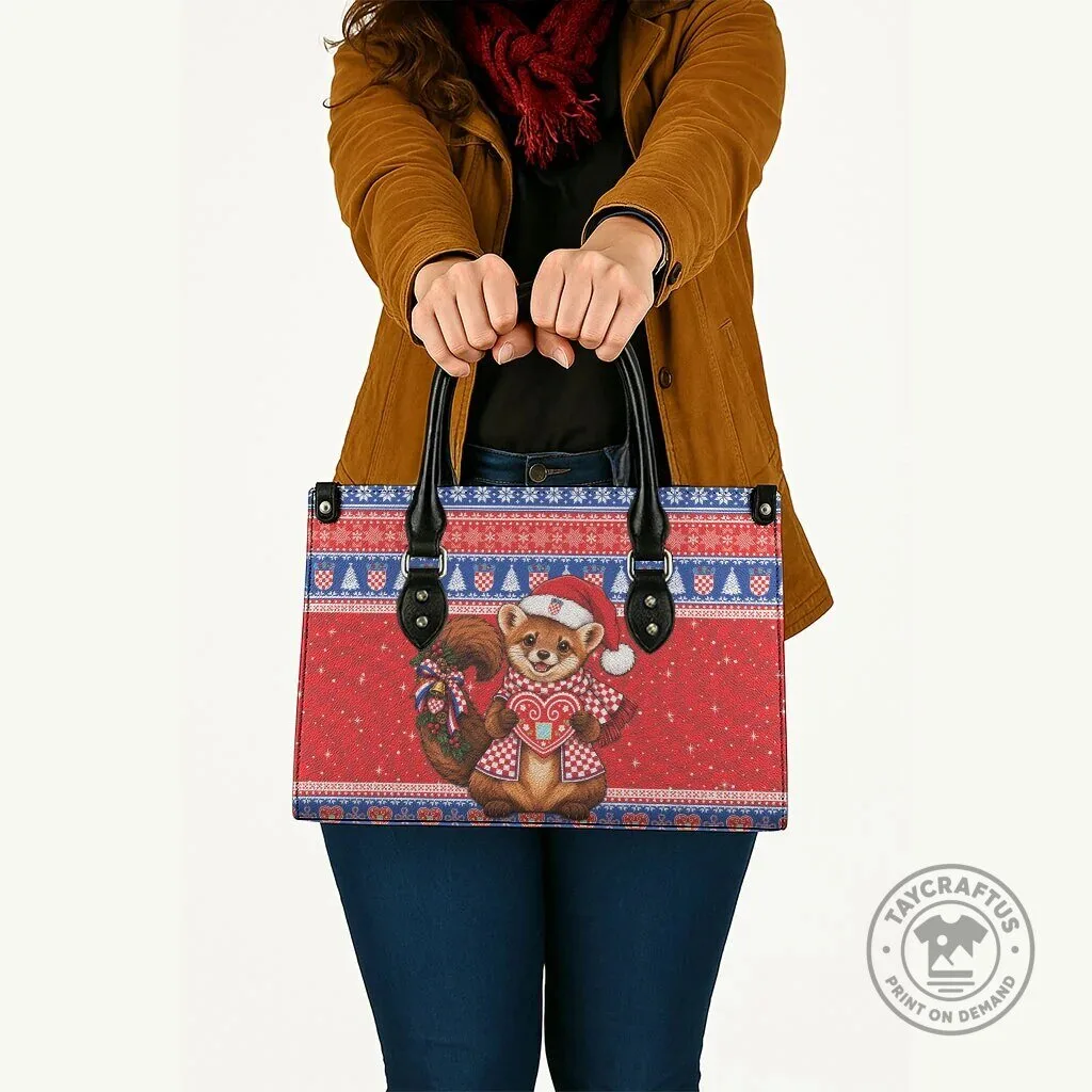Croatia Christmas Kuna Licitar Heart Ugly Sweater Pattern Leather Bag 9 Croatia Christmas Kuna Licitar Heart Ugly Sweater Pattern Leather Bag