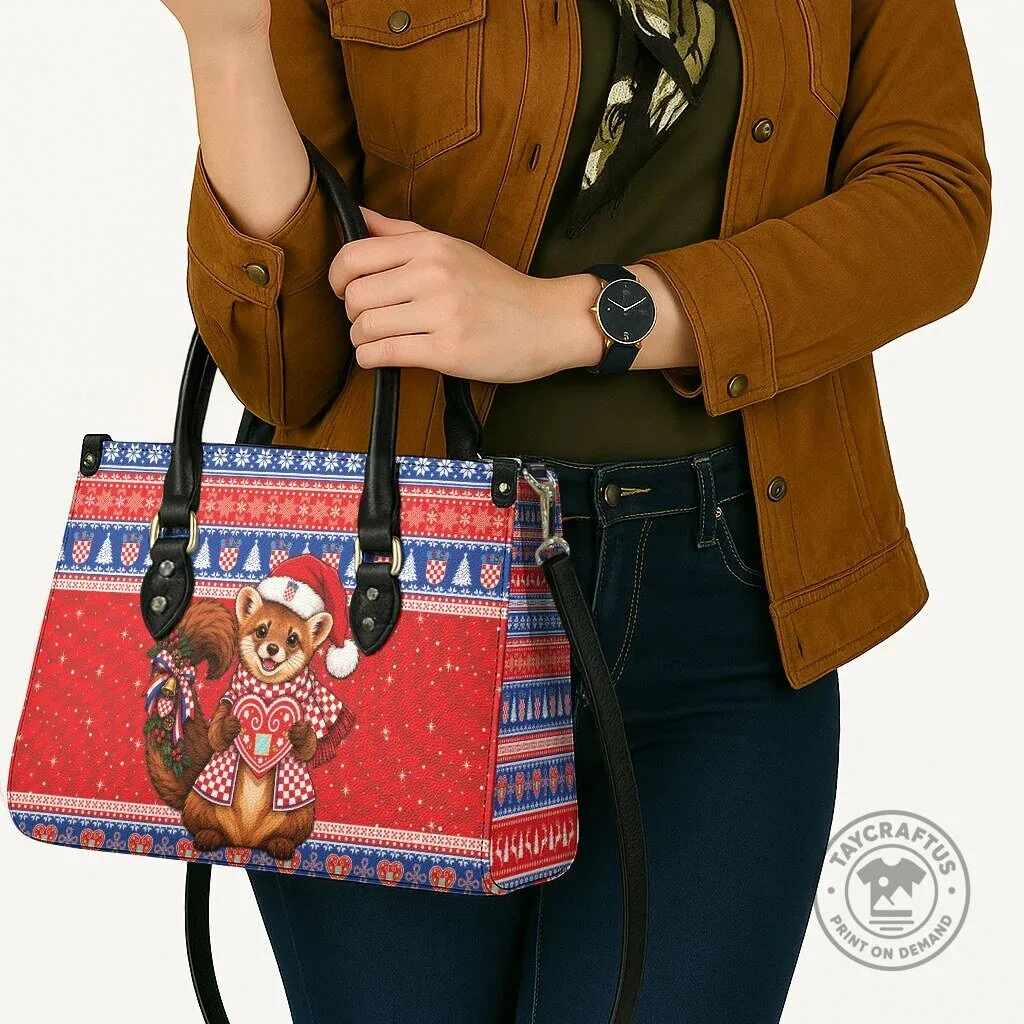 Croatia Christmas Kuna Licitar Heart Ugly Sweater Pattern Leather Bag 10 Croatia Christmas Kuna Licitar Heart Ugly Sweater Pattern Leather Bag