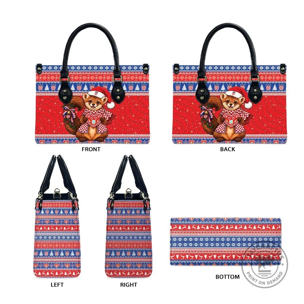 Croatia Christmas Kuna Licitar Heart Ugly Sweater Pattern Leather Bag 11 Croatia Christmas Kuna Licitar Heart Ugly Sweater Pattern Leather Bag