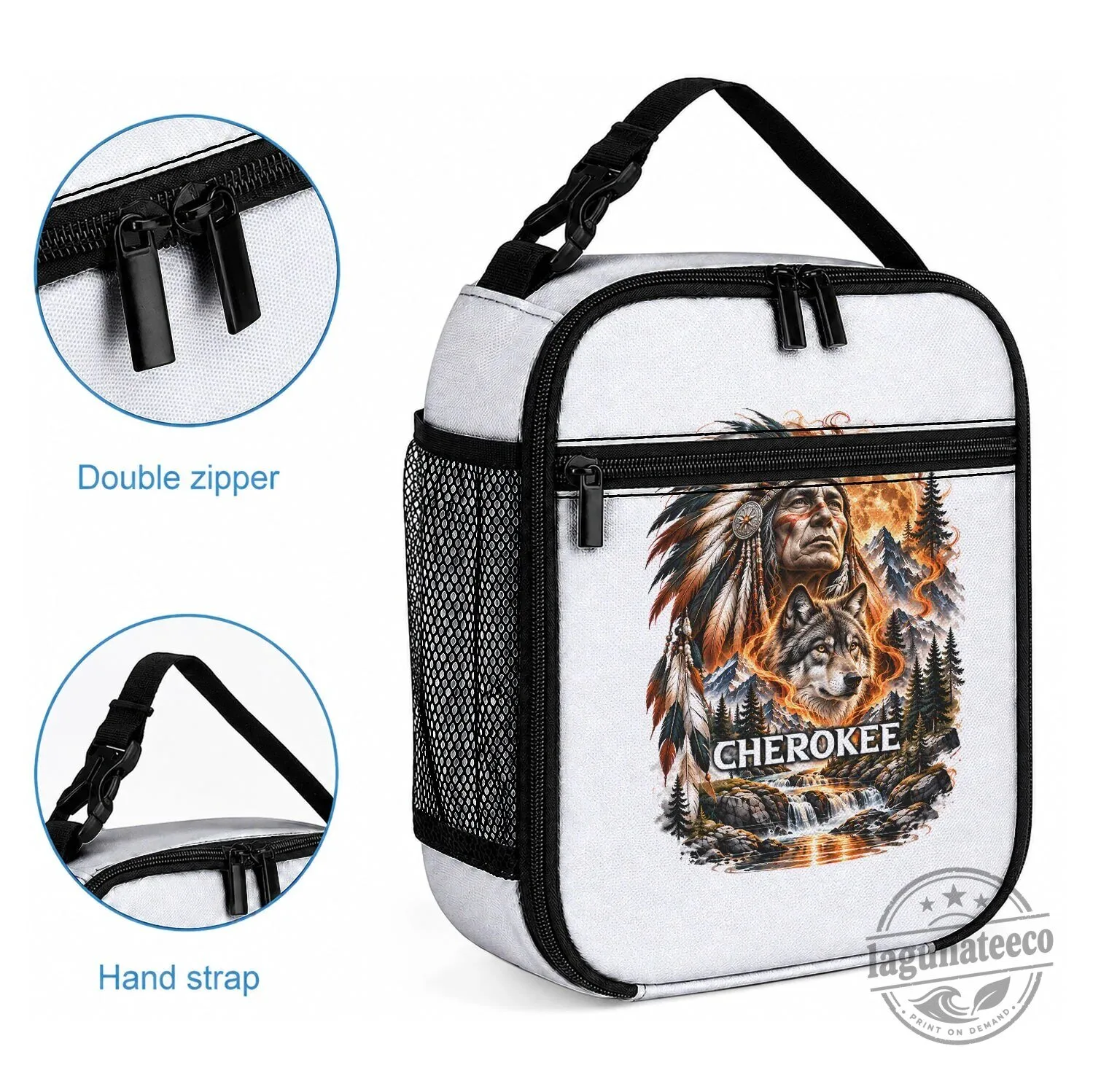 Cherokee Wolf Native American Chief Tribal Nature Landscape Lunch Bag 4 Cherokee Wolf Native American Chief Tribal Nature Landscape Lunch Bag