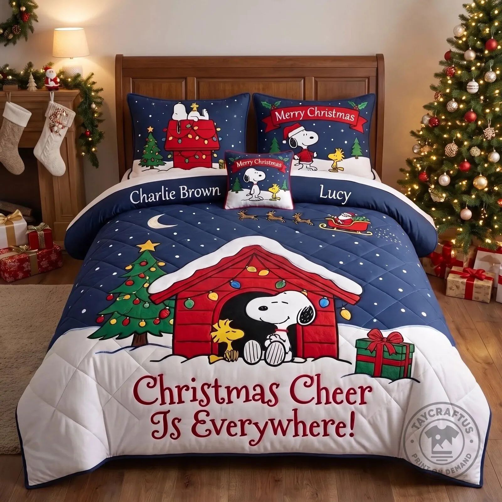 Peanuts Snoopy Christmas Cheer Is Everywhere Quilted Bedding Set 3 Peanuts Snoopy Christmas Cheer Is Everywhere Quilted Bedding Set