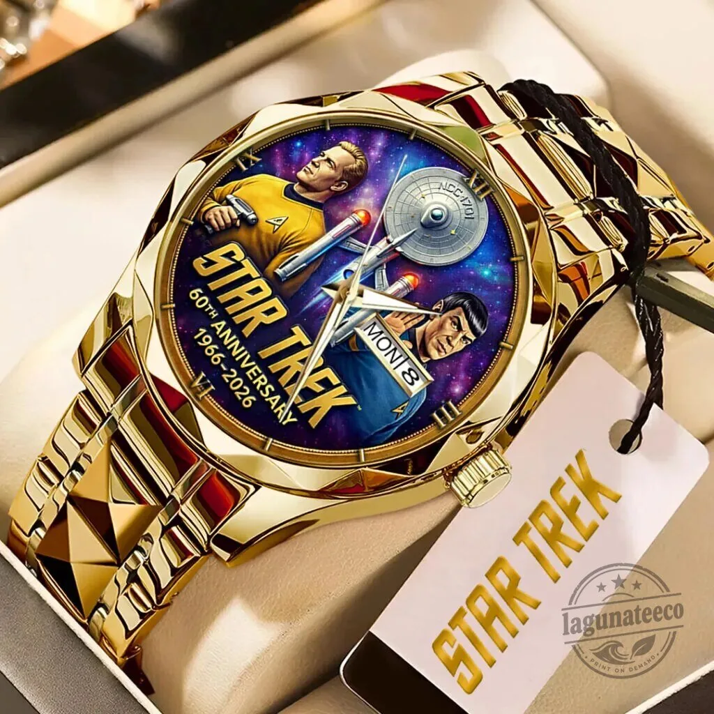 Star Trek 60th Anniversary Captain Kirk and Spock Gold Plated Quartz Watch