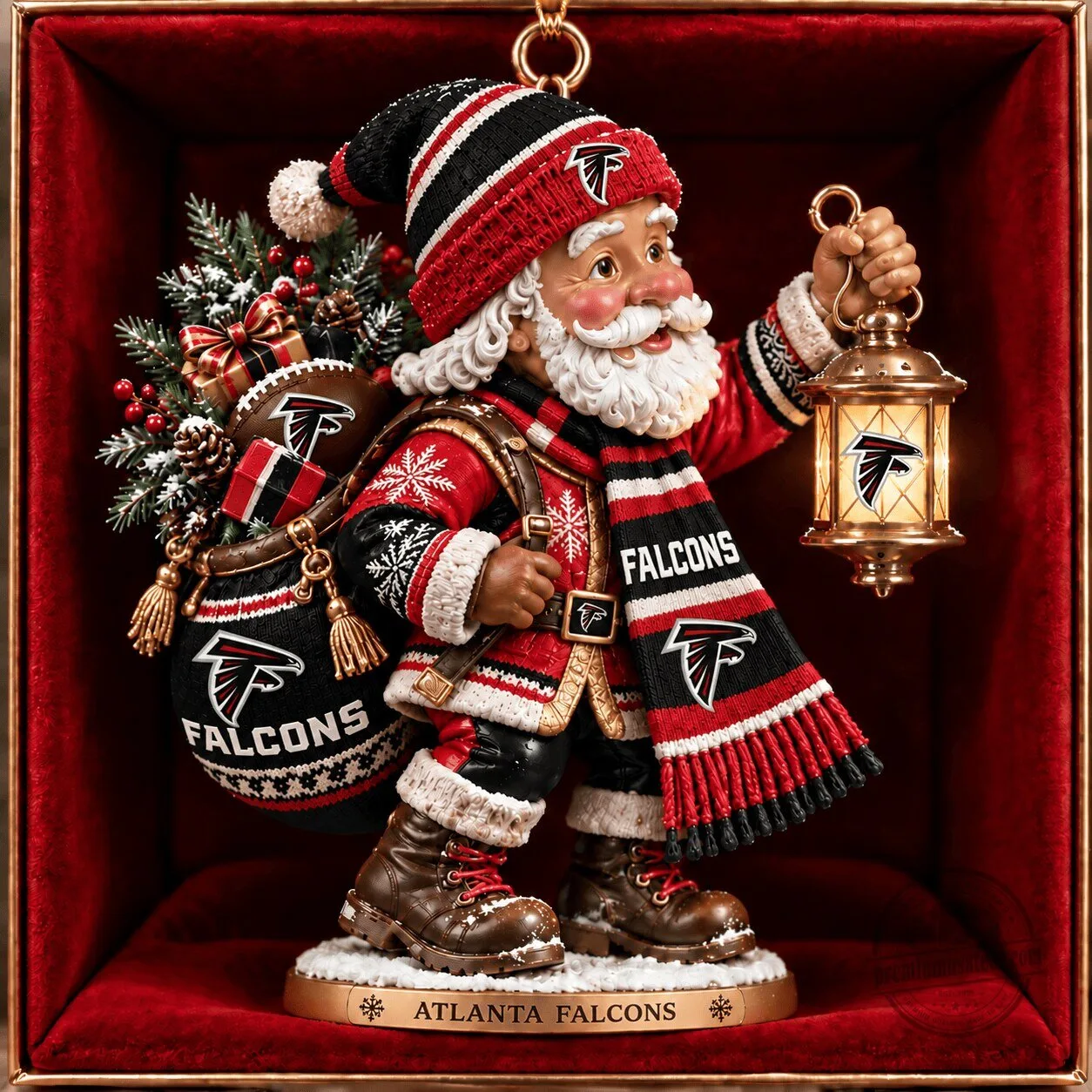 Atlanta Falcons Christmas Santa Claus Figurine Holiday Ornament