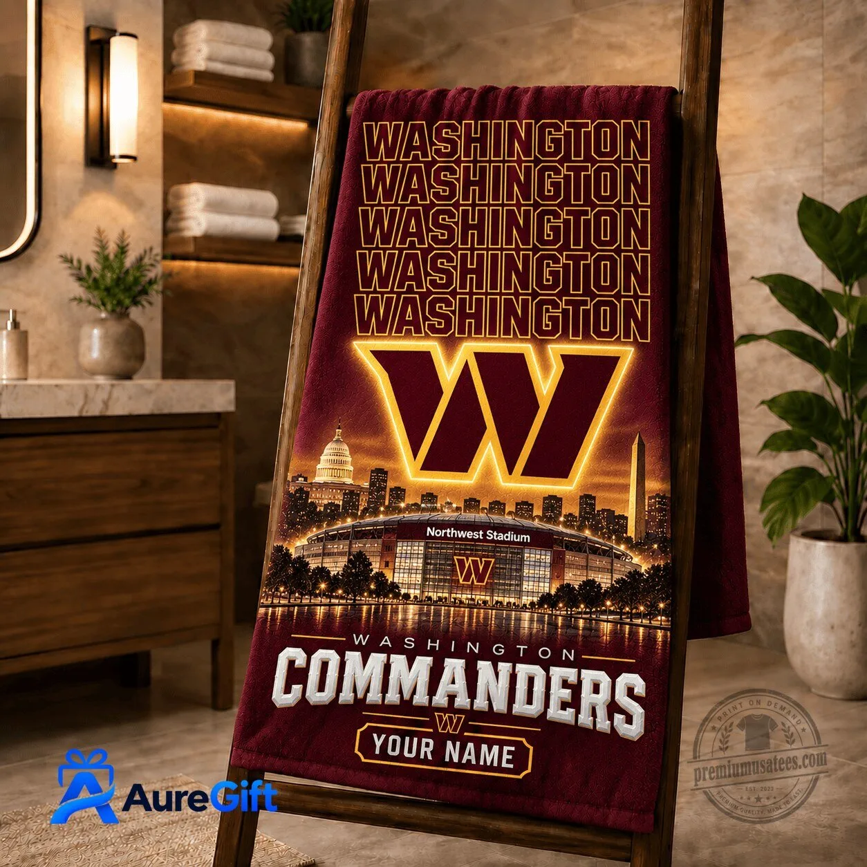 Washington Commanders Football Team Personalized Bath Towel