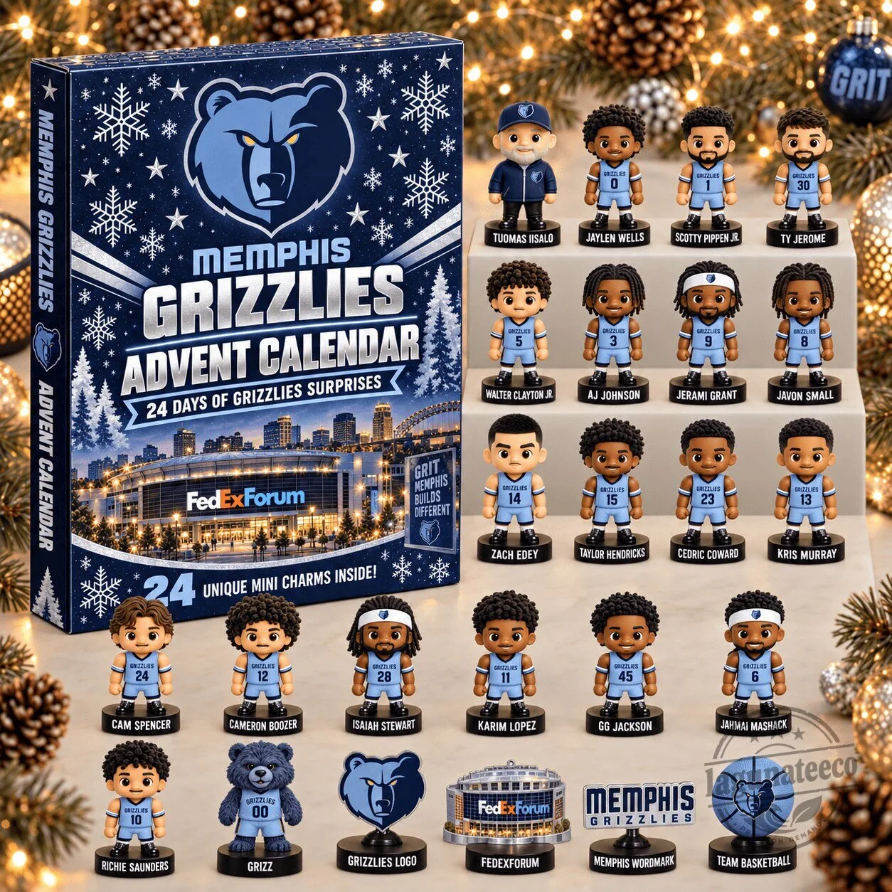 Memphis Grizzlies NBA Basketball Team Advent Calendar with 24 Mini Charms
