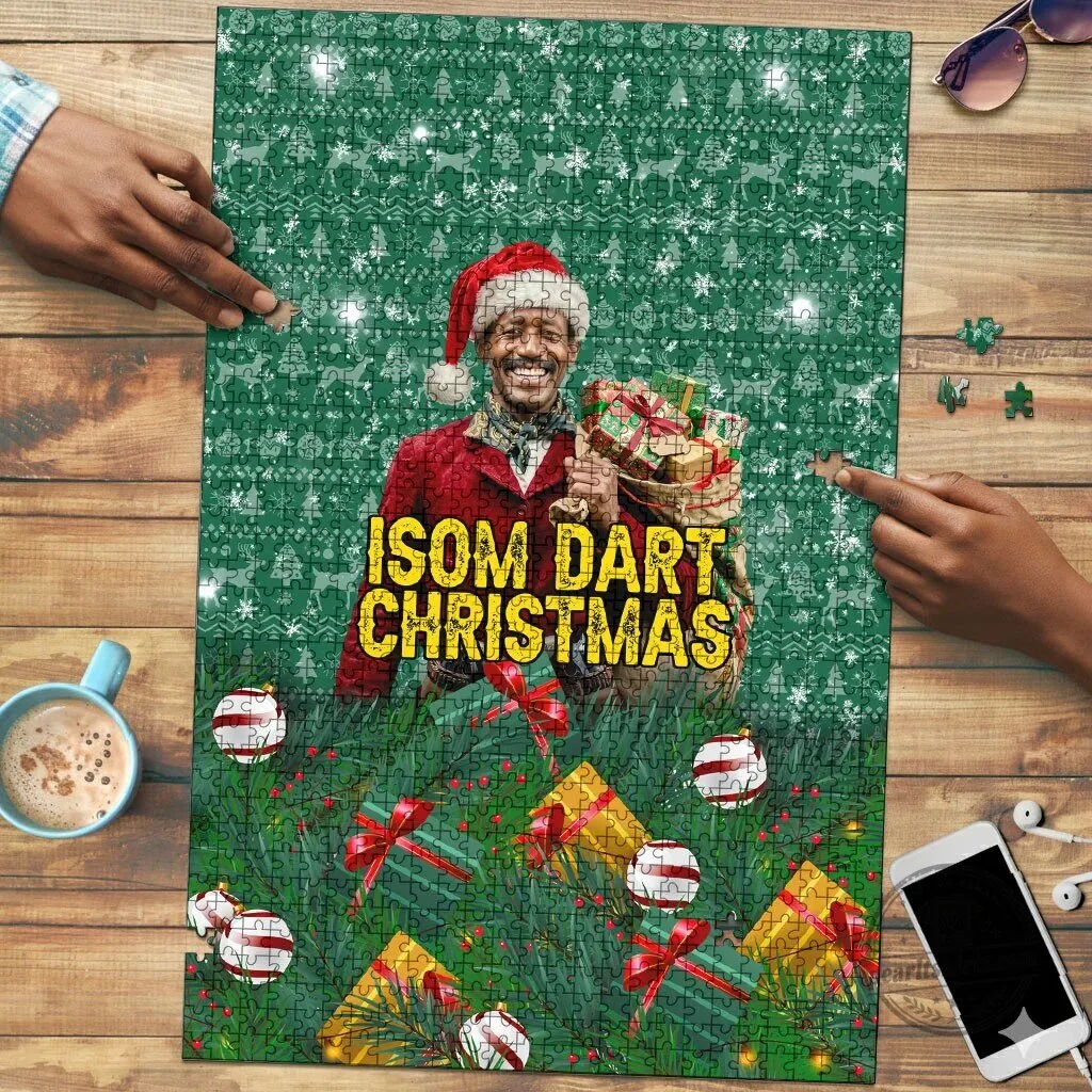Isom Dart Christmas Holiday Reindeer Black Cowboy Western Jigsaw Puzzle
