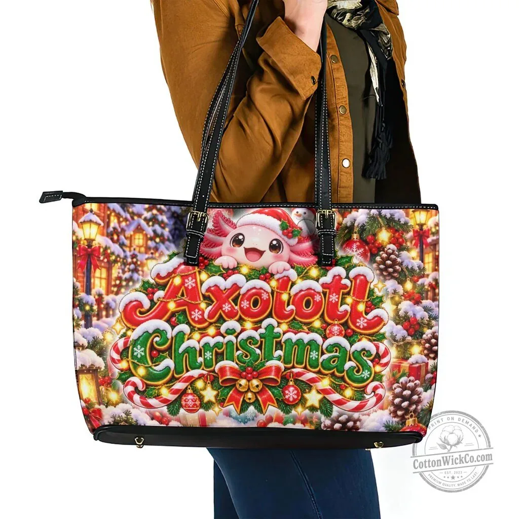 Axolotl Christmas Winter Wonderland Festive Holiday Shoulder Bag 7 Axolotl Christmas Winter Wonderland Festive Holiday Shoulder Bag