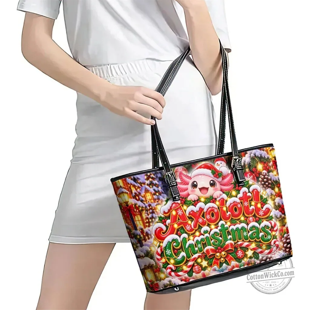 Axolotl Christmas Winter Wonderland Festive Holiday Shoulder Bag 8 Axolotl Christmas Winter Wonderland Festive Holiday Shoulder Bag