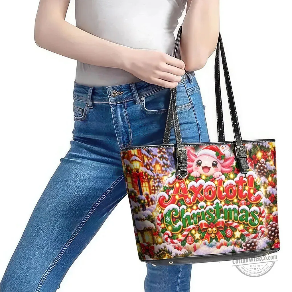 Axolotl Christmas Winter Wonderland Festive Holiday Shoulder Bag 10 Axolotl Christmas Winter Wonderland Festive Holiday Shoulder Bag