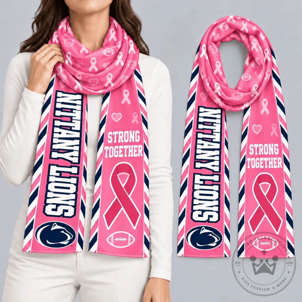 Penn State Nittany Lions Breast Cancer Awareness Strong Together Pink Scarf 4 Penn State Nittany Lions Breast Cancer Awareness Strong Together Pink Scarf
