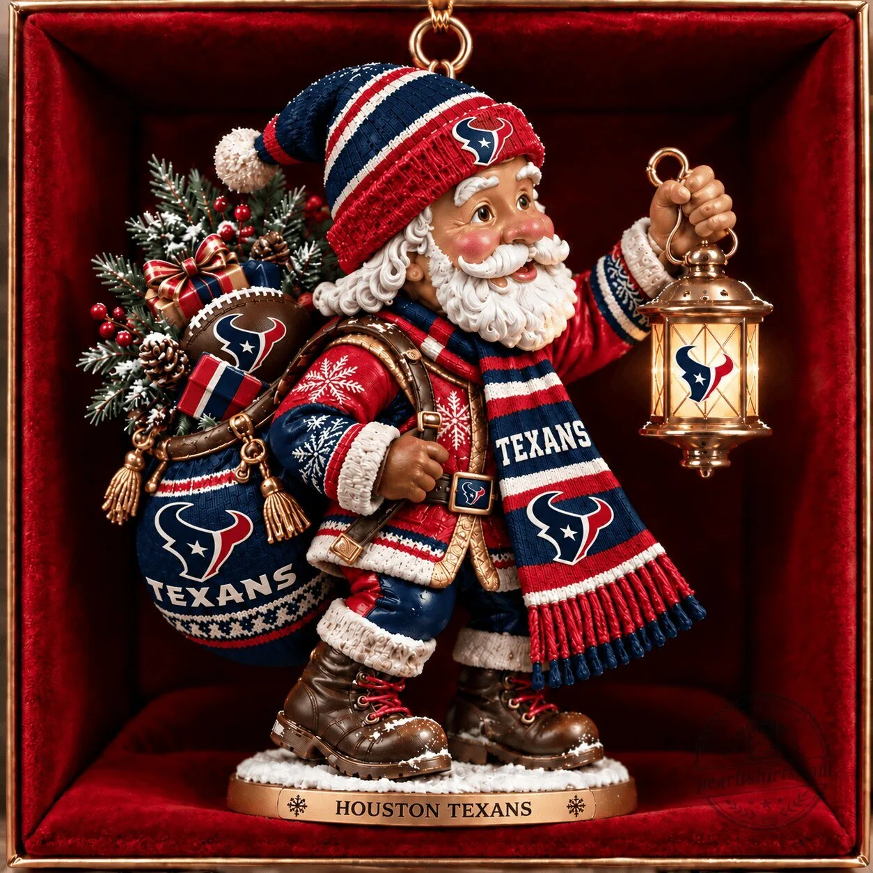 Houston Texans NFL Christmas Santa Claus Ornament for Holiday Tree Decor