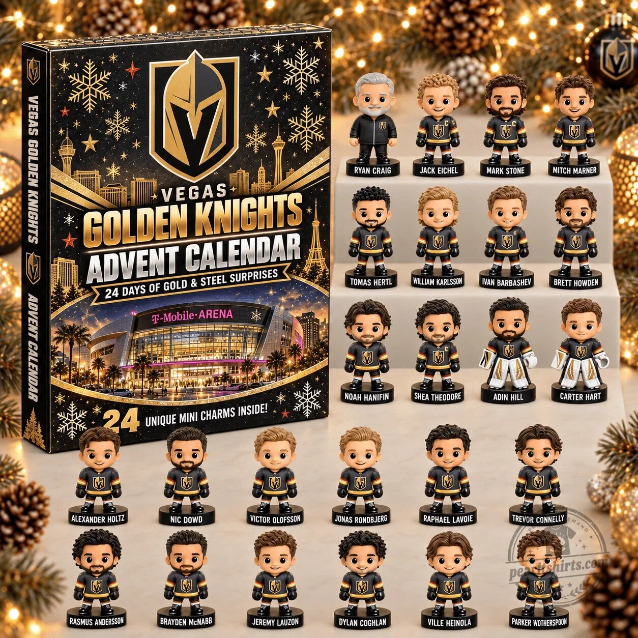 Vegas Golden Knights NHL Hockey Team Advent Calendar with 24 Mini Figurines