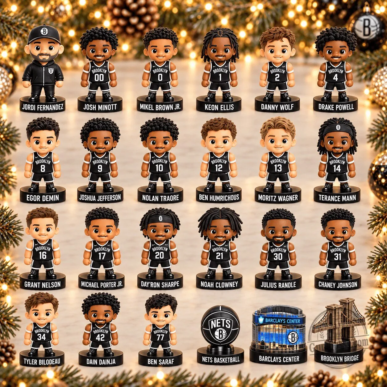 Brooklyn Nets Basketball Player Mini Figurines Collectible Blind Box Set