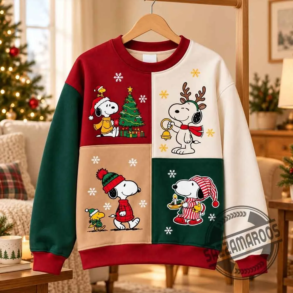 Peanuts Snoopy Color Block Christmas Sweatshirt 3 Peanuts Snoopy Color Block Christmas Sweatshirt