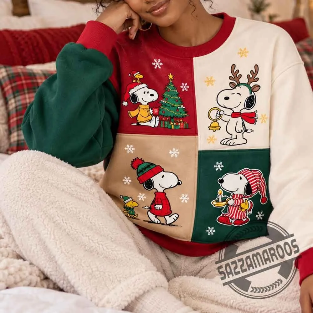 Peanuts Snoopy Color Block Christmas Sweatshirt 4 Peanuts Snoopy Color Block Christmas Sweatshirt