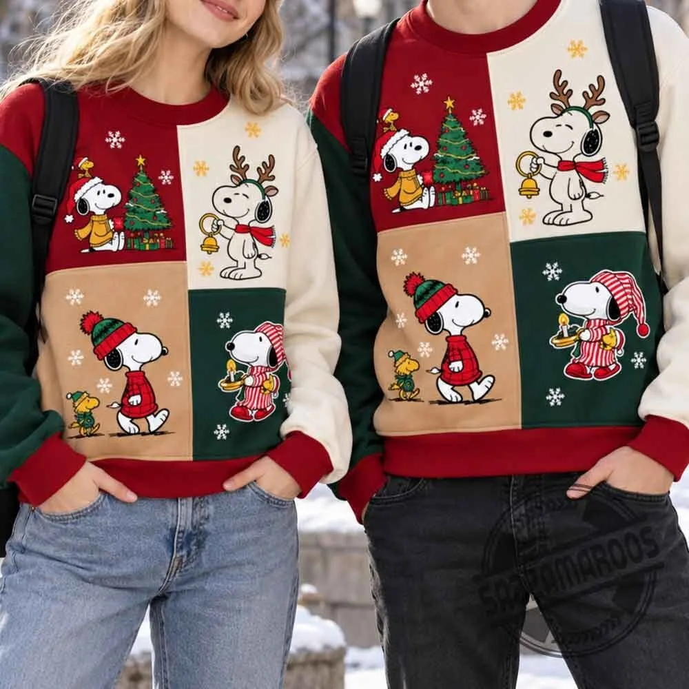 Peanuts Snoopy Color Block Christmas Sweatshirt 5 Peanuts Snoopy Color Block Christmas Sweatshirt