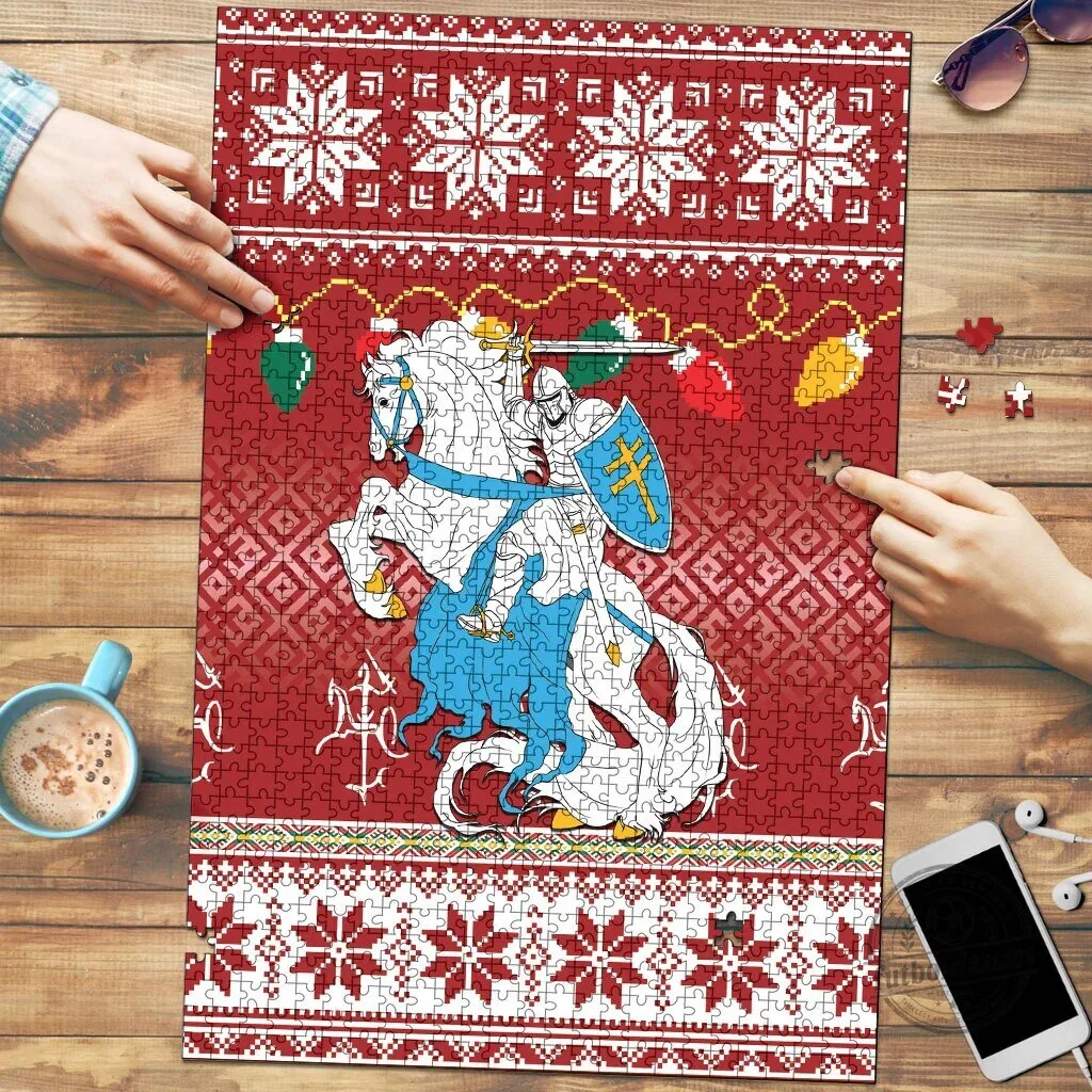 Linksmu Kaledu Lietuvos Vytis Christmas Holiday Jigsaw Puzzle