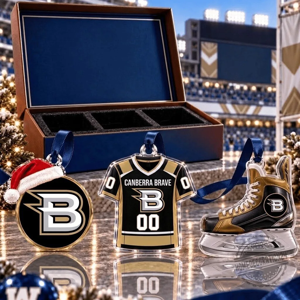 Canberra Brave Ice Hockey Team Christmas Tree Ornament Set