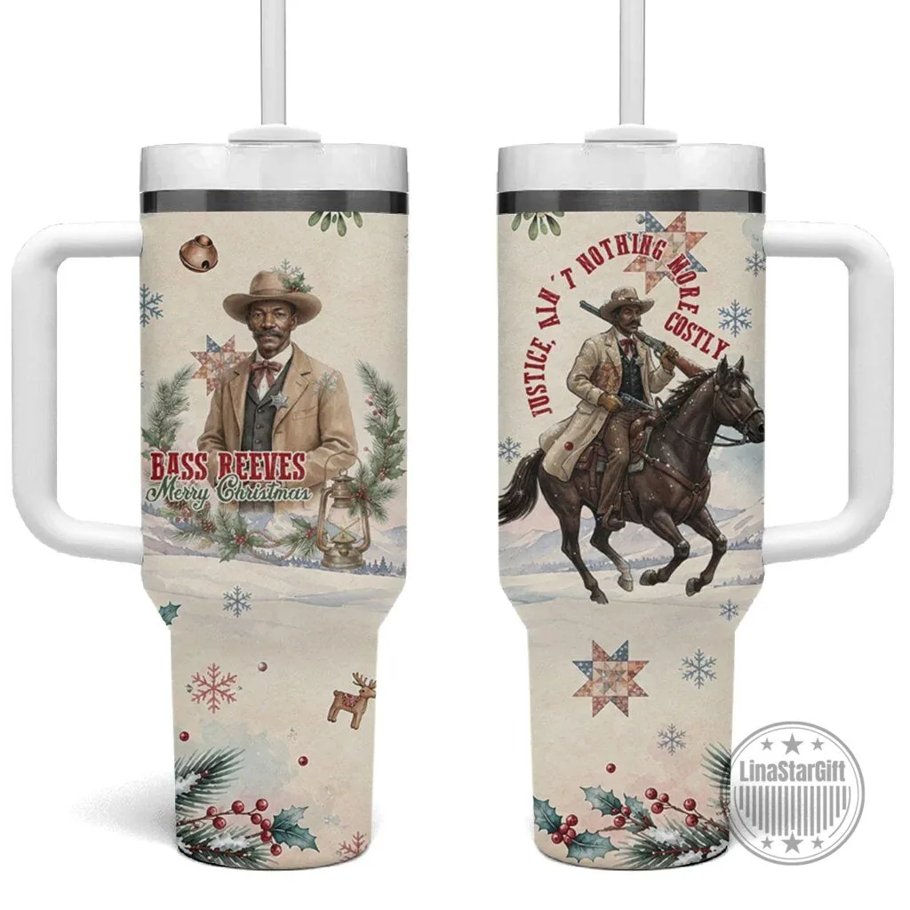 Bass Reeves Christmas Winter Holiday Tumbler With Handle Old West Deputy Lawman