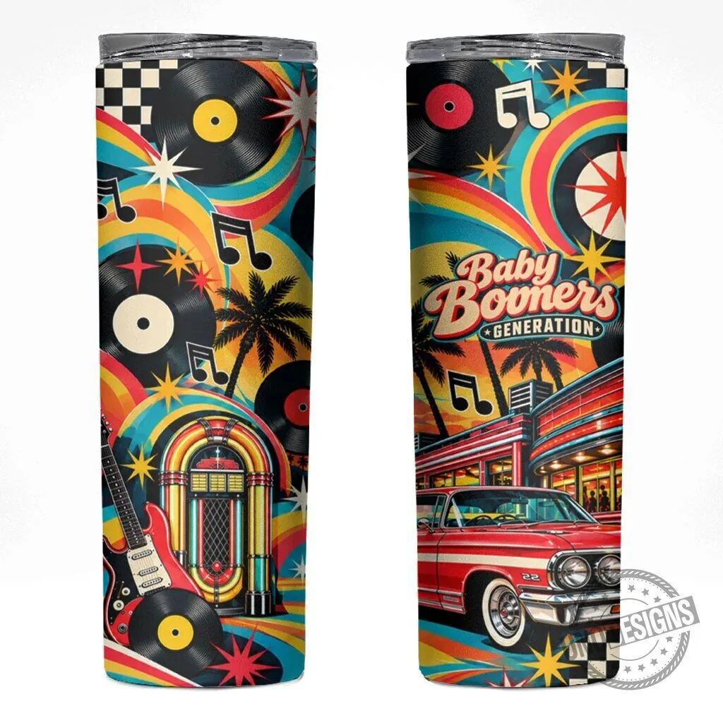 Baby Boomers Generation Retro Music and Classic Car Skinny Tumbler