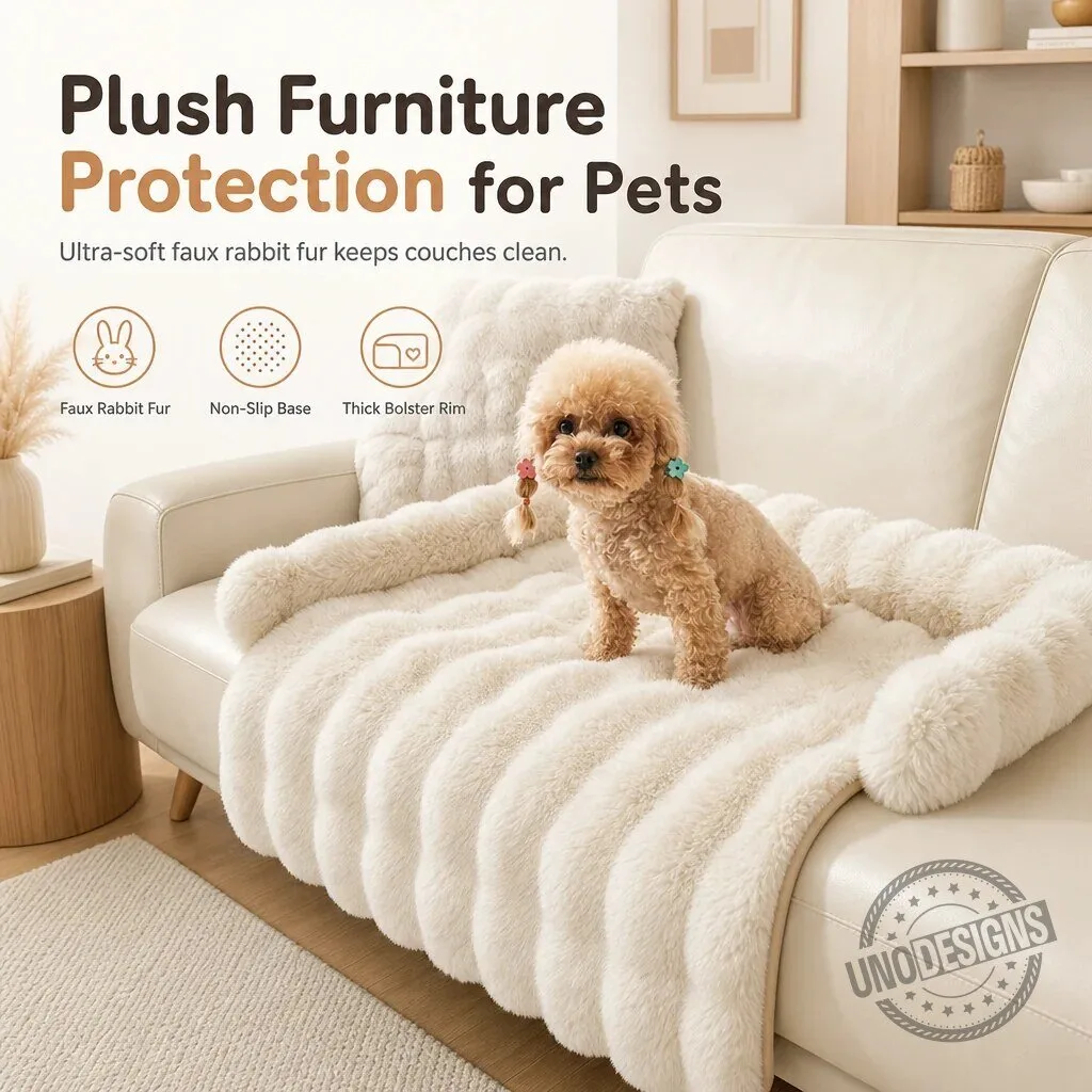 Plush Faux Rabbit Fur Pet Furniture Protector Blanket for Dogs and Cats