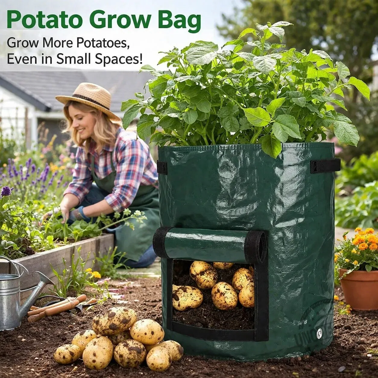 Reusable Potato Grow Bag with Harvest Window for Vegetable Planting