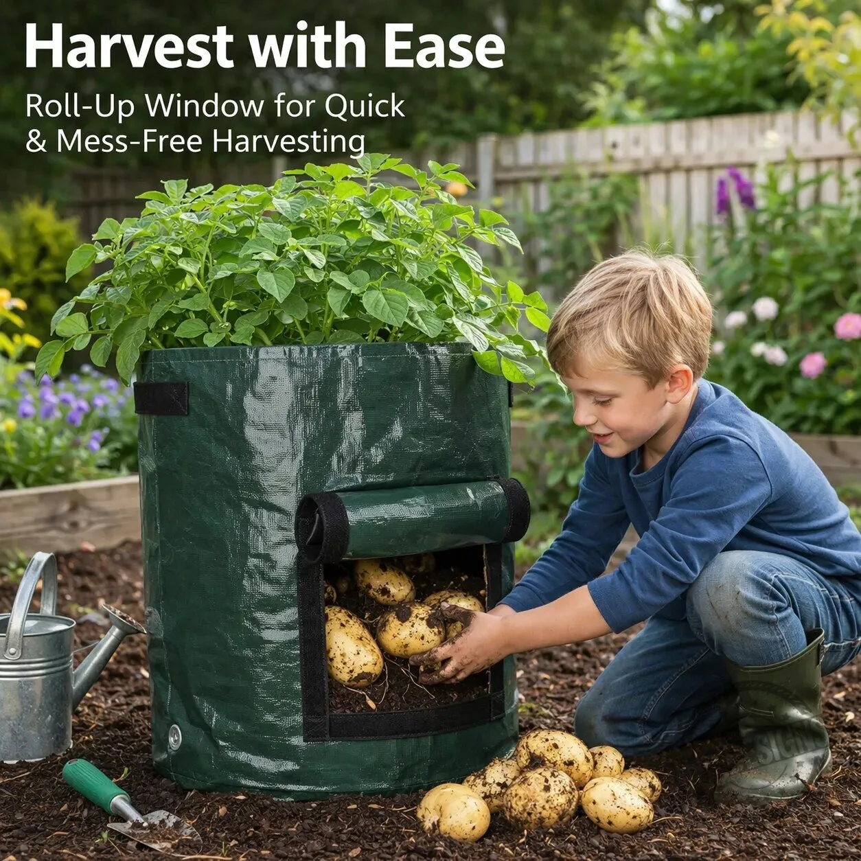Reusable Potato Grow Bag with Harvest Window for Vegetable Planting 11 Reusable Potato Grow Bag with Harvest Window for Vegetable Planting
