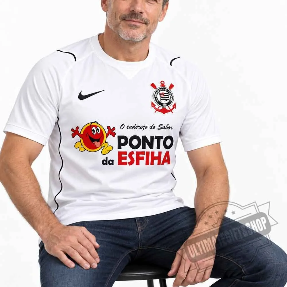 Nike SC Corinthians Paulista Home Football Jersey - White Ponto da Esfiha Sponsor 5 Nike SC Corinthians Paulista Home Football Jersey - White Ponto da Esfiha Sponsor