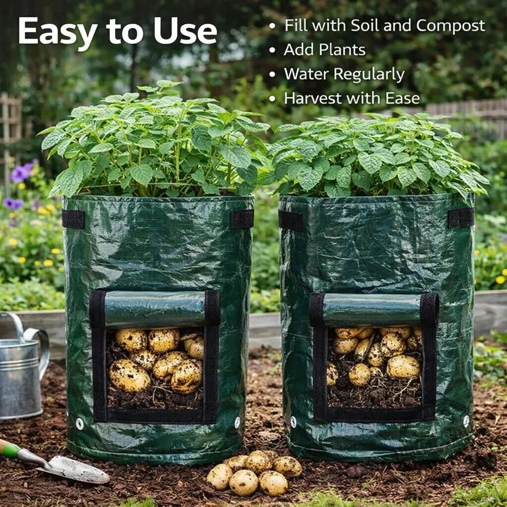 Reusable Potato Grow Bag with Harvest Window for Vegetable Planting 17 Reusable Potato Grow Bag with Harvest Window for Vegetable Planting