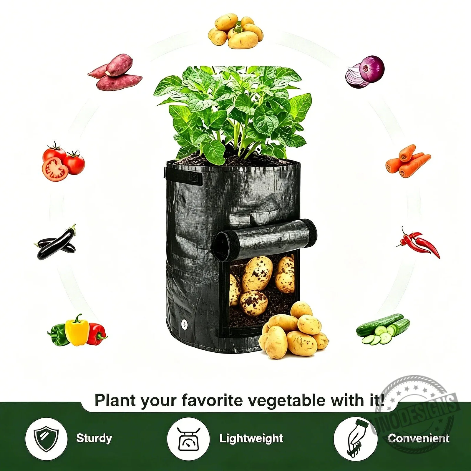 Reusable Potato Grow Bag with Harvest Window for Vegetable Planting 18 Reusable Potato Grow Bag with Harvest Window for Vegetable Planting