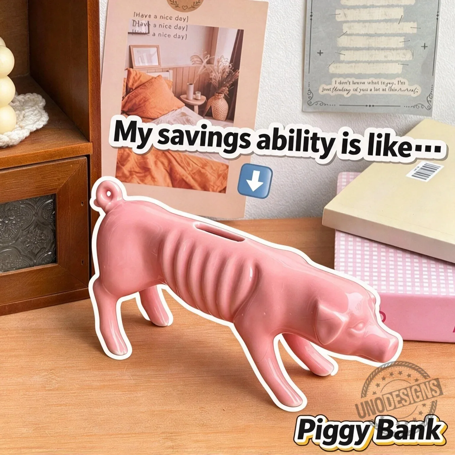Pink Piggy Bank Ceramic Money Box for Kids and Adults