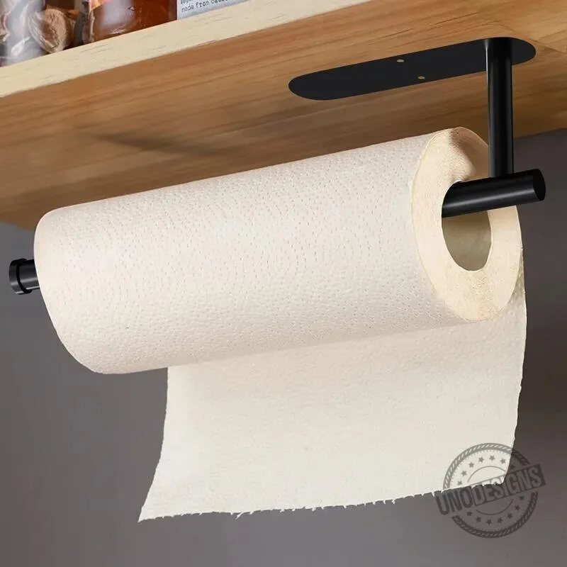Matte Black Under Cabinet Paper Towel Holder Rack for Kitchen Organization