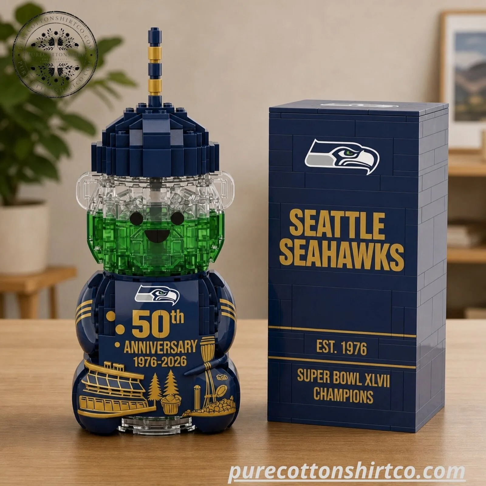 Seattle Seahawks 50th Anniversary Tumbler 2026 – Lego Bear Water Cup 3 Seattle Seahawks 50th Anniversary Tumbler 2026 – Lego Bear Water Cup