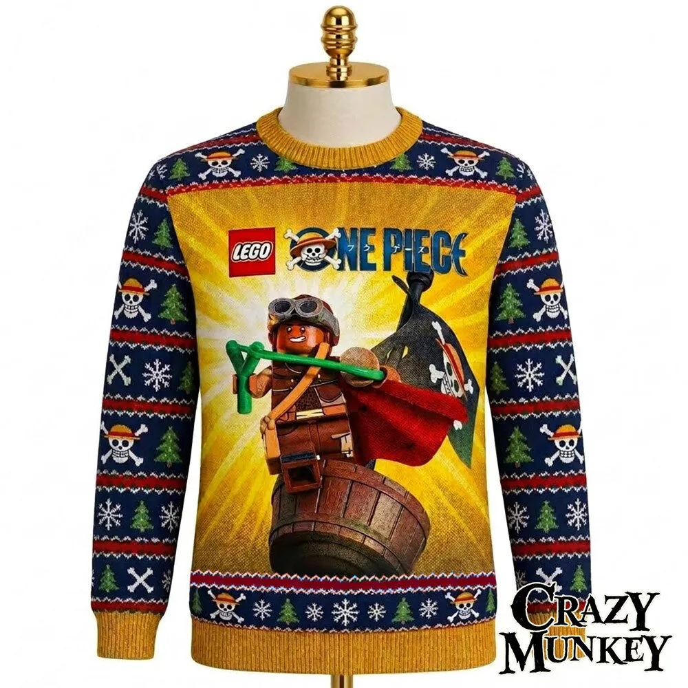 LEGO One Piece Usopp Pirate Christmas Ugly Sweater Gift | Apparel 3 LEGO One Piece Usopp Pirate Christmas Ugly Sweater Gift | Apparel