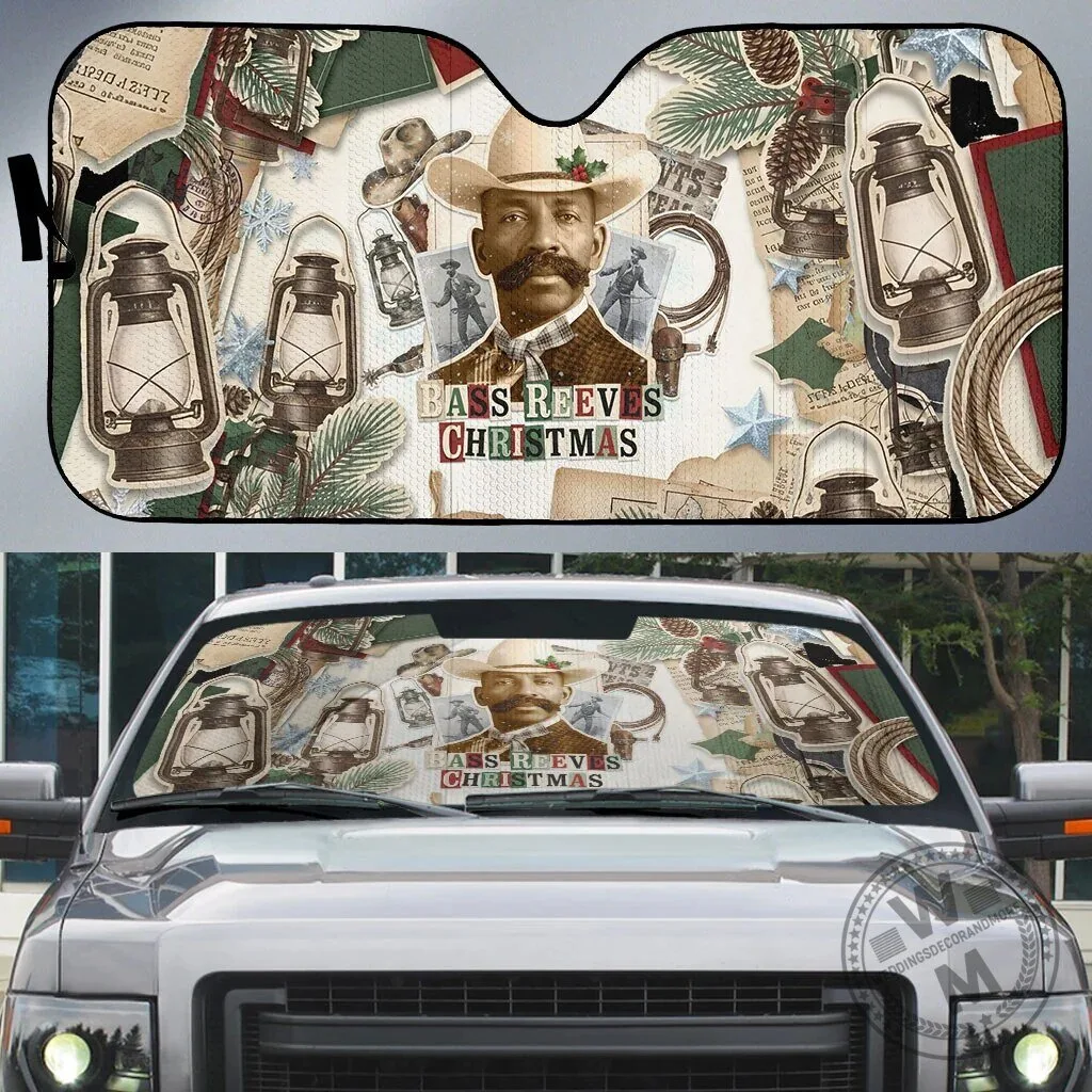 Bass Reeves Christmas Old West Marshal Frontier Collage Car Sunshade