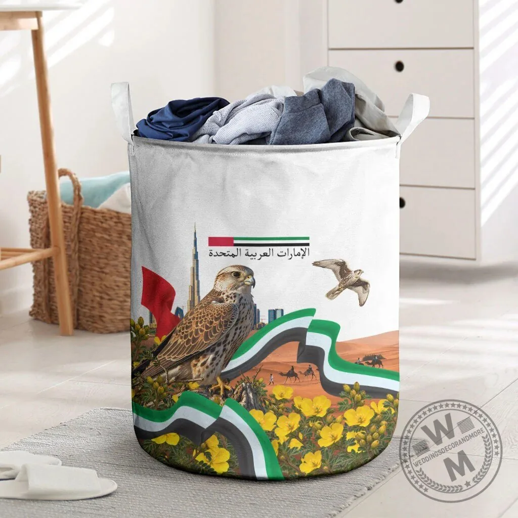 United Arab Emirates National Day Falcon and Burj Khalifa Laundry Basket