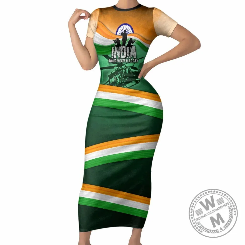 India Armed Forces Flag Day Patriotic Indian Military Bodycon Dress