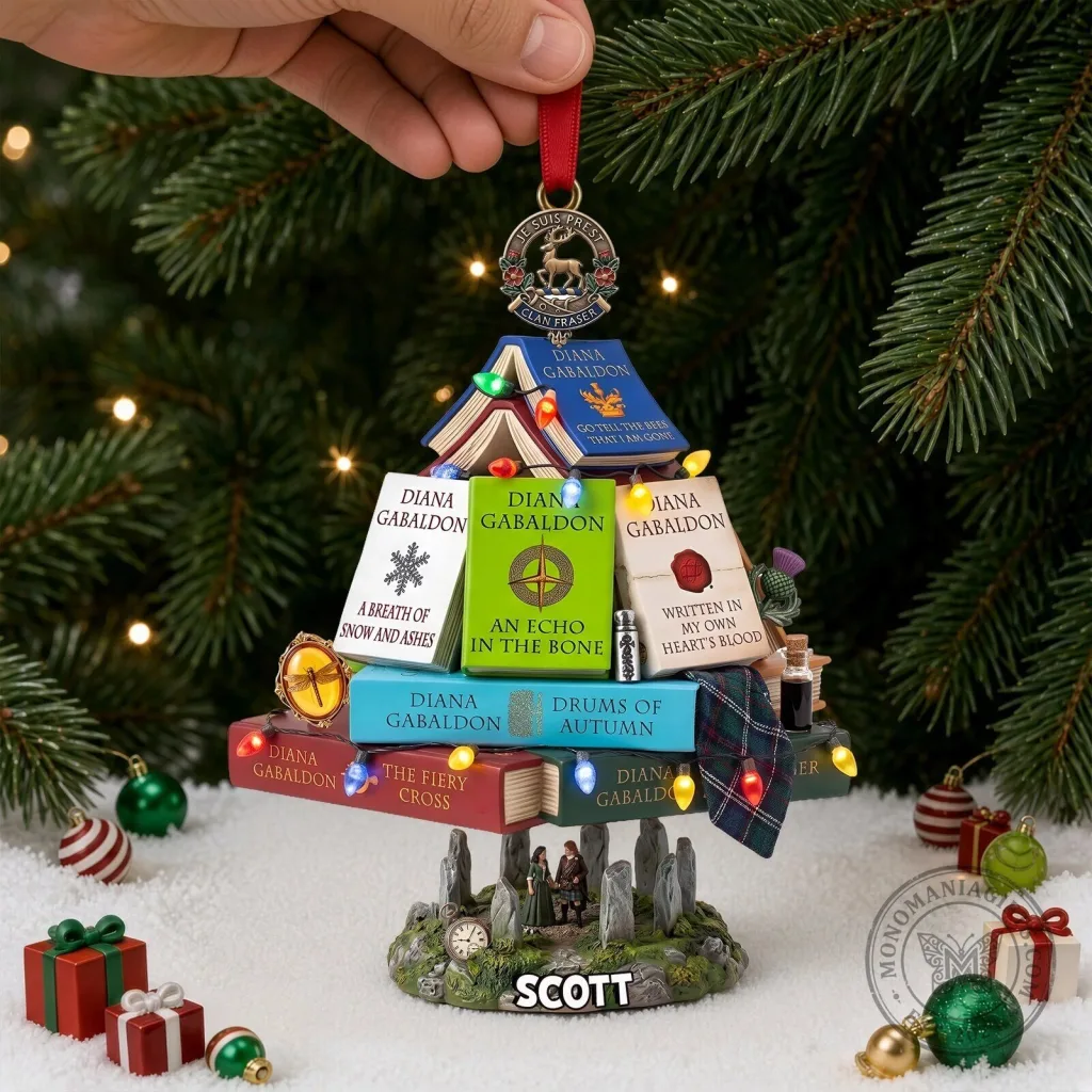 Diana Gabaldon Fan Gift Christmas Tree Ornament Featuring Outlander Book Stack Diana Gabaldon Fan Gift: Christmas Tree Ornament Featuring Outlander Book Stack