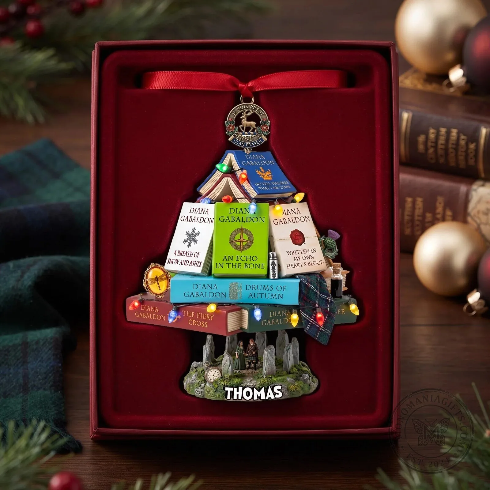 Diana Gabaldon Fan Gift: Christmas Tree Ornament Featuring Outlander Book Stack 8 Diana Gabaldon Fan Gift: Christmas Tree Ornament Featuring Outlander Book Stack