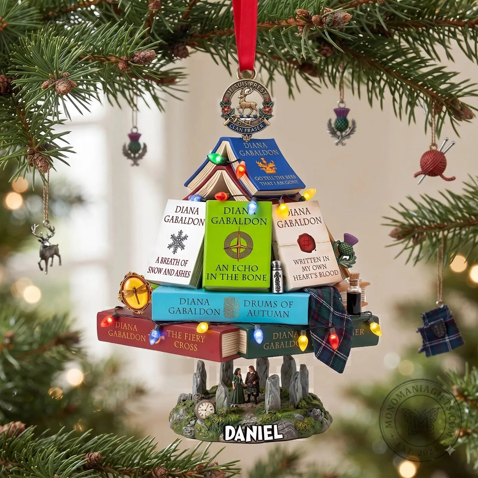 Diana Gabaldon Fan Gift: Christmas Tree Ornament Featuring Outlander Book Stack 9 Diana Gabaldon Fan Gift: Christmas Tree Ornament Featuring Outlander Book Stack