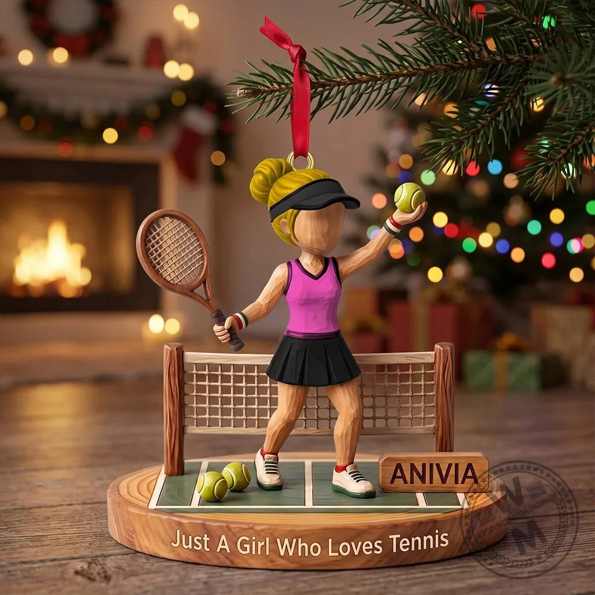 Personalized Tennis Girl Christmas Ornament, Just A Girl Who Loves Tennis Gift 7 Personalized Tennis Girl Christmas Ornament, Just A Girl Who Loves Tennis Gift