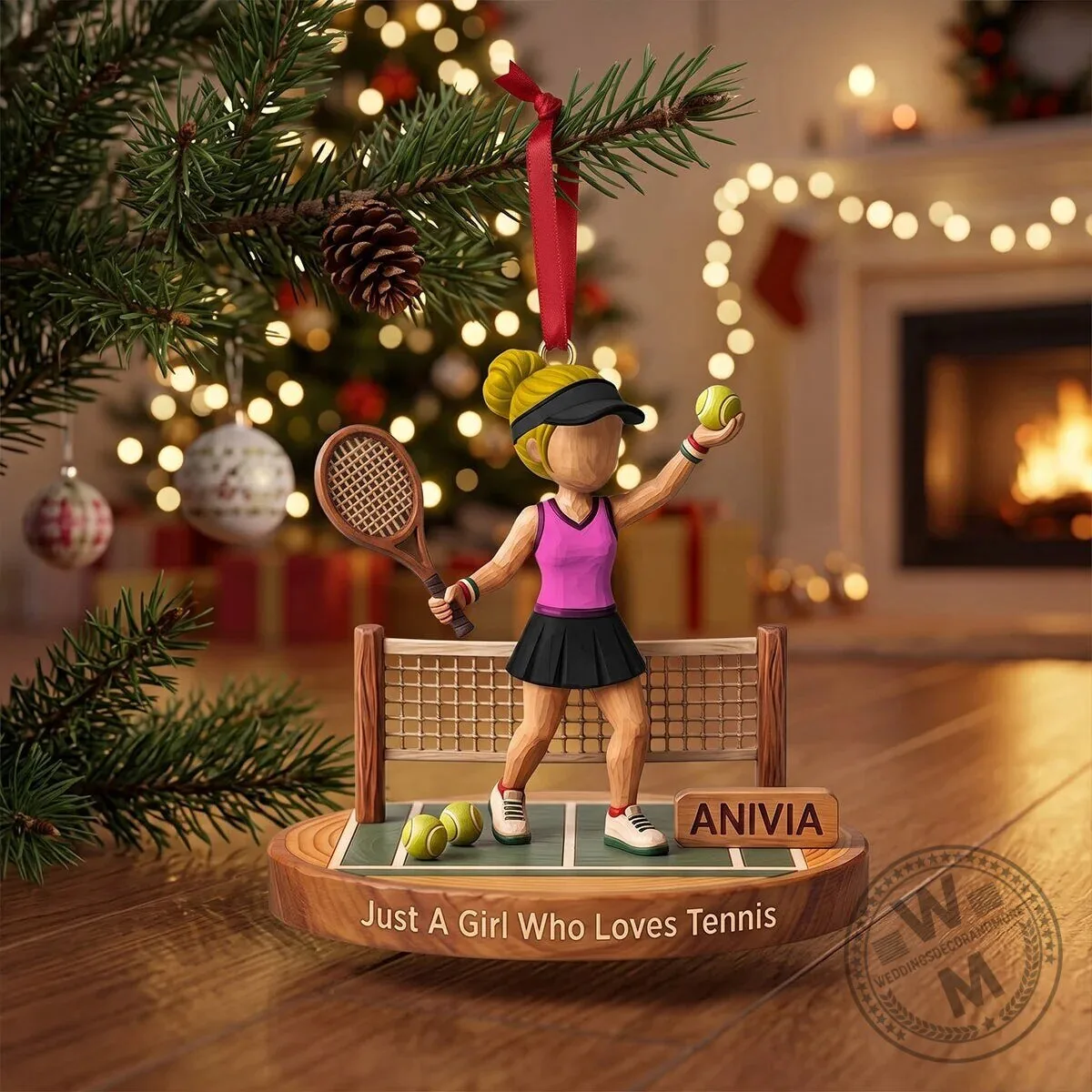 Personalized Tennis Girl Christmas Ornament, Just A Girl Who Loves Tennis Gift 8 Personalized Tennis Girl Christmas Ornament, Just A Girl Who Loves Tennis Gift