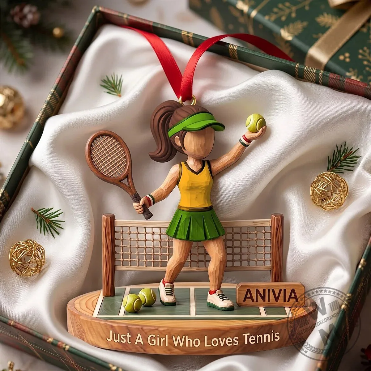 Personalized Tennis Girl Christmas Ornament, Just A Girl Who Loves Tennis Gift 9 Personalized Tennis Girl Christmas Ornament, Just A Girl Who Loves Tennis Gift