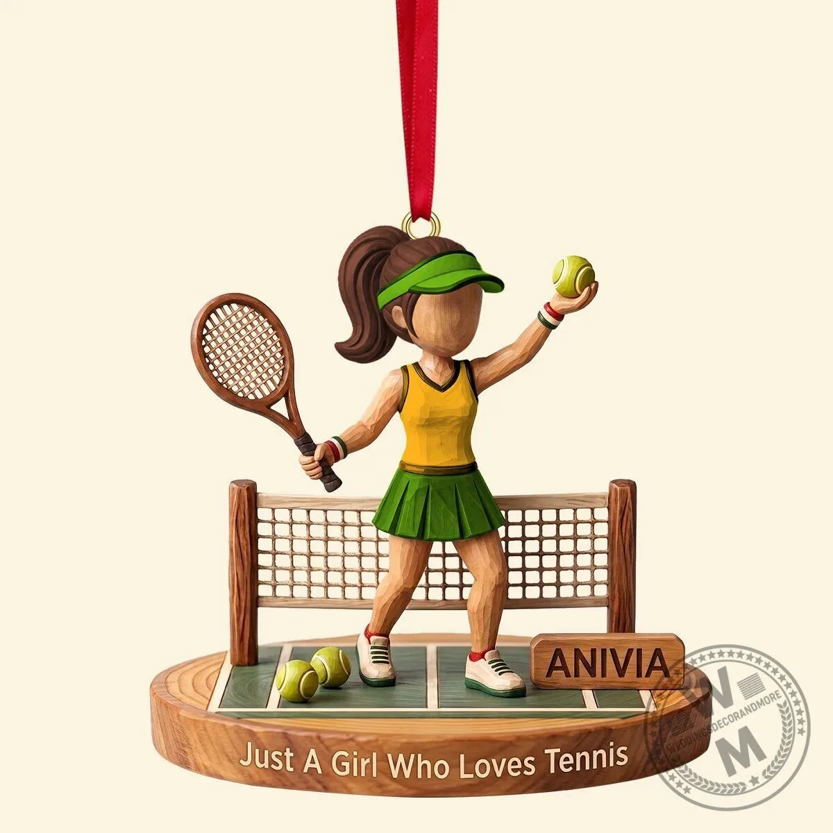 Personalized Tennis Girl Christmas Ornament, Just A Girl Who Loves Tennis Gift 10 Personalized Tennis Girl Christmas Ornament, Just A Girl Who Loves Tennis Gift